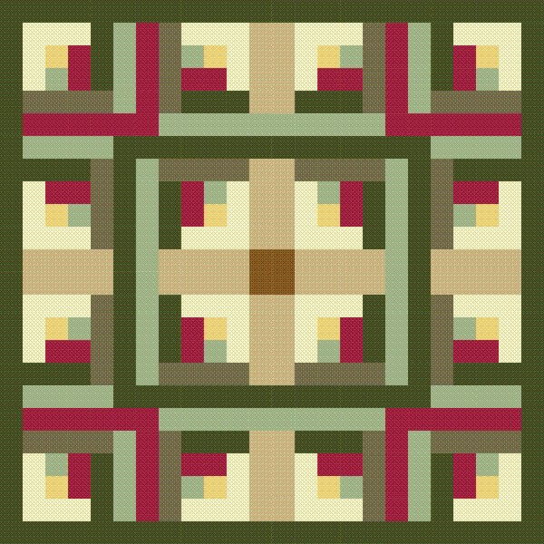 image of quilt block called Log Cabin